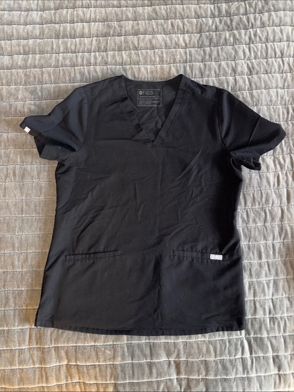 FIGS Women's Black  Scrub Top "Casma"